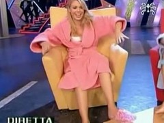 In a curious TV show a hawt tow-haired cut up around a bathrobe happily shows off and seductively strokes her hawt feet and lengthy trotters aired live now archived or upload